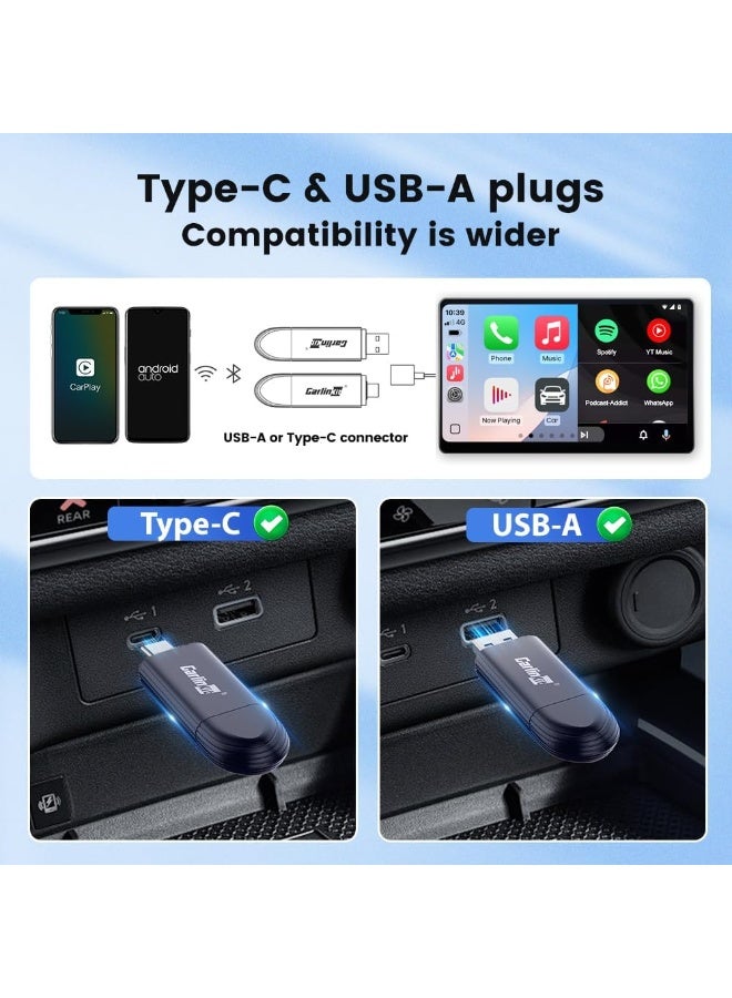 Carlinkit MINI5 PRO 2-in-1 Wireless CarPlay & Android Auto Adapter - Mini Seamless Conversion Dongle - High-Speed Performance - Blue Edition - Image 3
